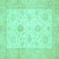 thumbnail image 1 of Ahgly Company Machine Washable Indoor Square Oriental Turquoise Blue Traditional Area Rugs, 7' Square, 1 of 4