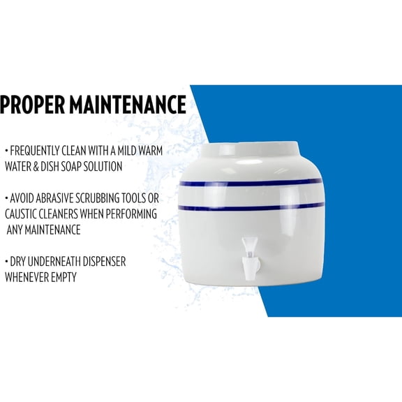 Porcelain Water Dispenser, Classic Blue Stripe
