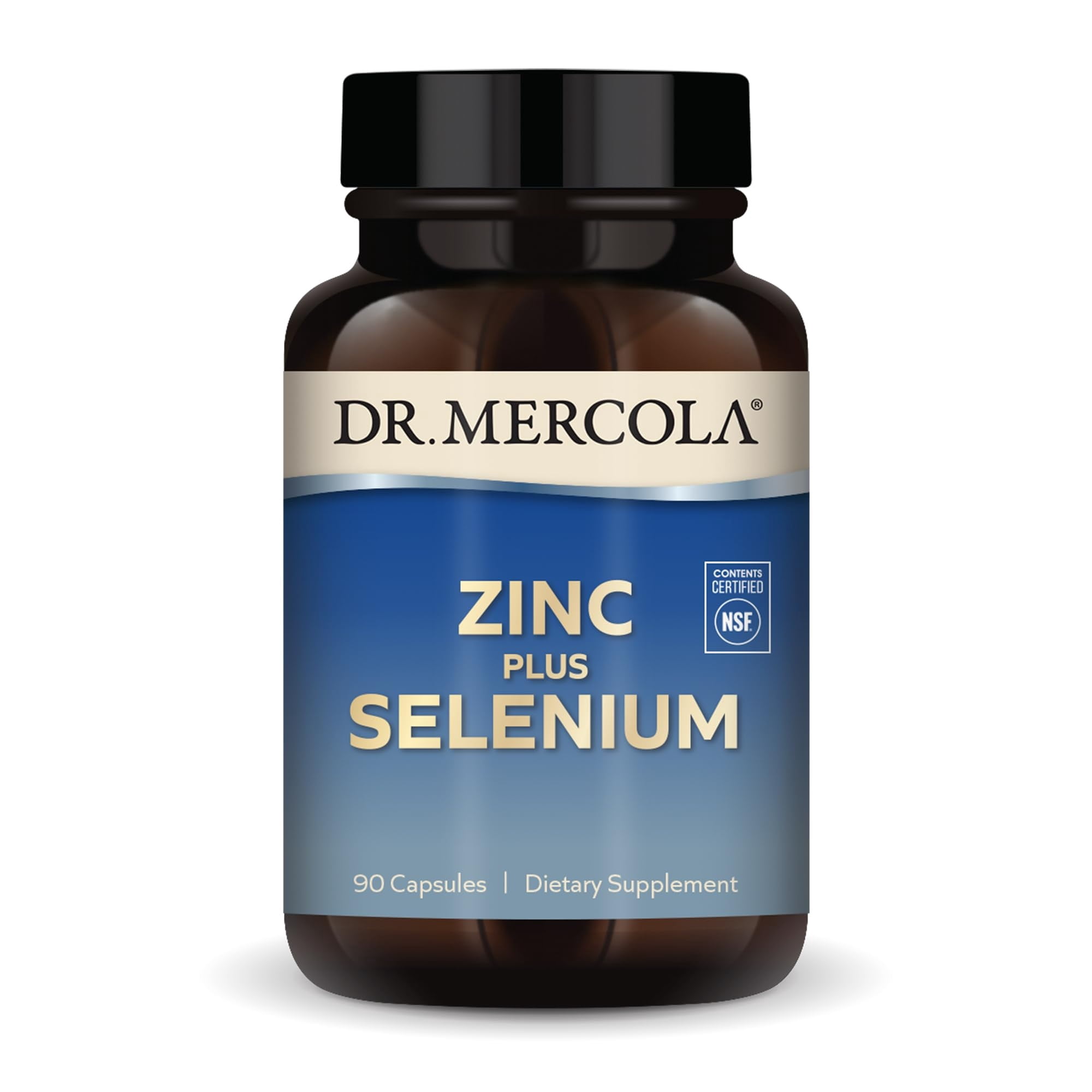 Dr. Mercola Zinc Plus Selenium - Mineral Blend Supplement - for Immune, Brain & Respiratory Support - Contains Zinc Glycinate Chelate & Copper - GMO-Free & Gluten-Free - 90 Capsules (90 Servings)