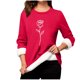 thumbnail image 2 of Heisall Womens Base Layer Shirts Autumn Winter Floral Print Round Neck Long Sleeve Thickened Fleece Teddy Shearling Warm Fitted Thermal Tops for Daily Cold Weather Wear, 2 of 3