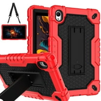 FIEWESEY Case for Onn 8 inch Gen 4 Tablet Case (2024 Model) 100135923 Slim Heavy Duty Built in Stand Hard Back Shell Protective Case with Shoulder Strap for Onn 8 inch Gen 4 Tablet (Red/Black)