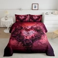 thumbnail image 2 of Manfei Gothic Style Floral Full Size Comforter Sets,Horror Halloween Spider Webs Bedding Comforter Set,Red Flower Bedding Sets For Teens,Luxury Bedroom Decor Reversible,3 Pieces, 2 of 8
