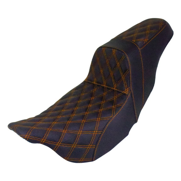 Orange Front Rear Stitch Black Gel Lattice Step Up Seat For Harley Touring 09-23
