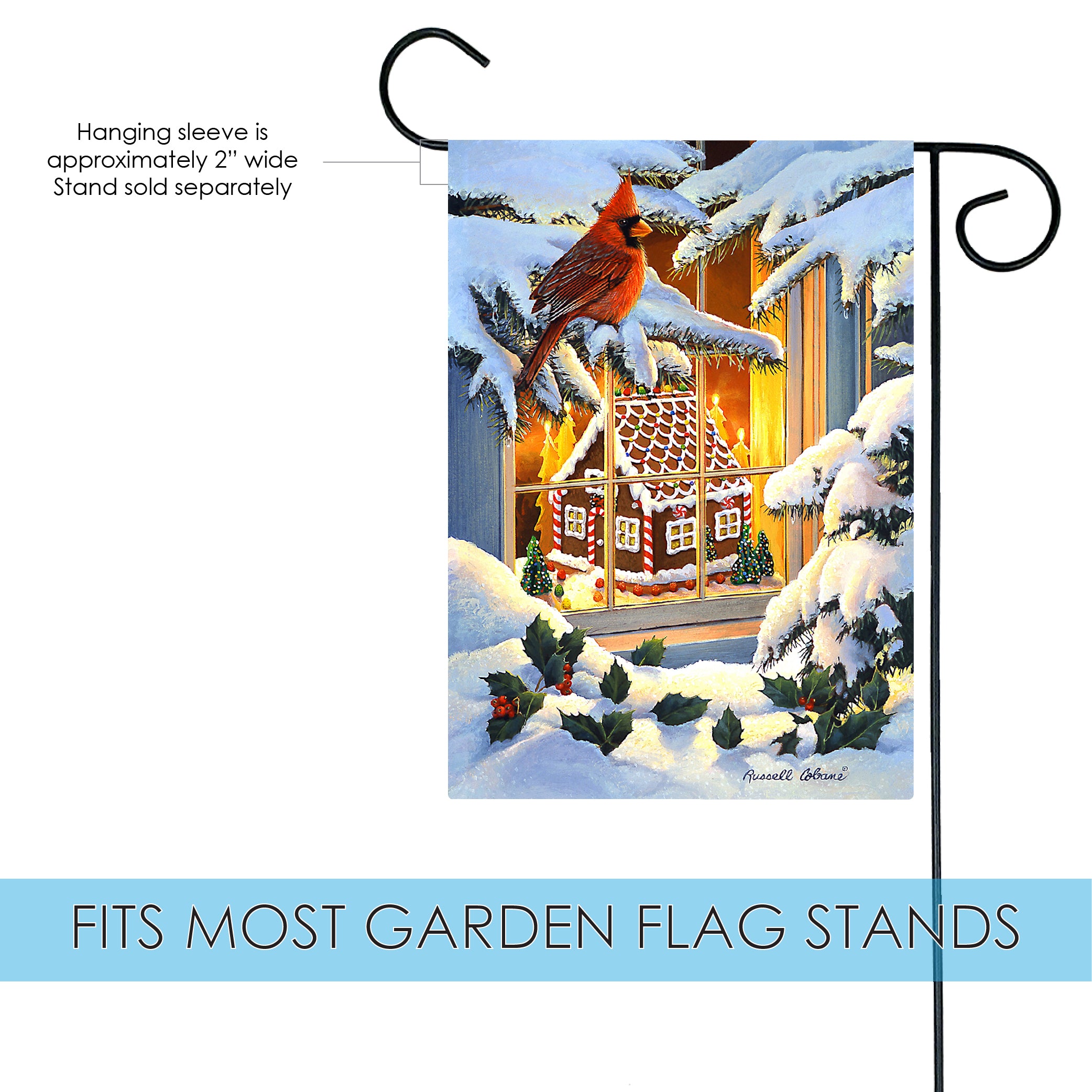 Toland Home Garden Gingerbread House Cardinal Bird Christmas Winter Flag Double Sided 12x18 Inch - image 3 of 5
