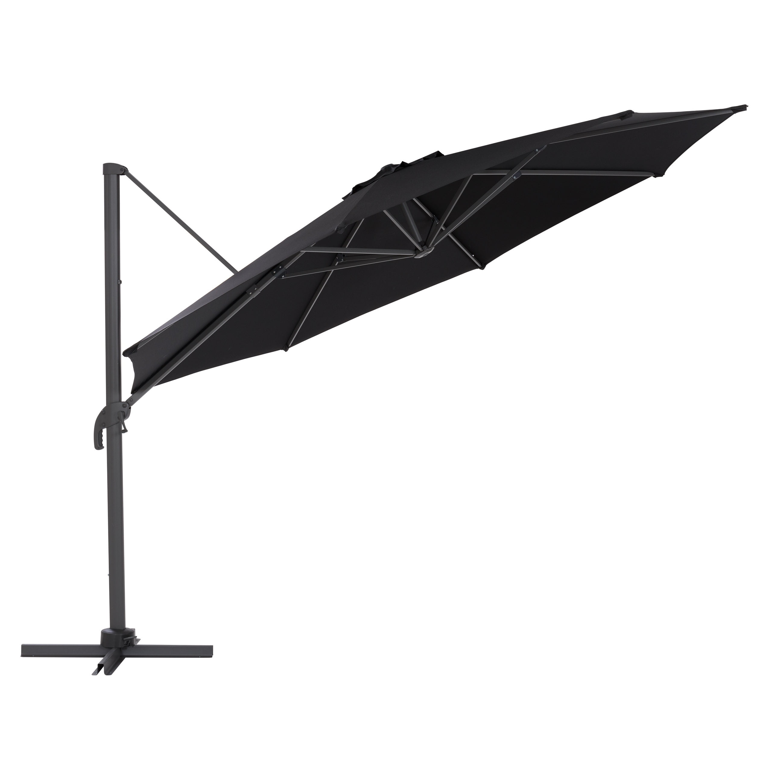 CorLiving 11.5ft Deluxe Durable Canopy Offset Titling & Rotating Patio Umbrella with Aluminum Frame