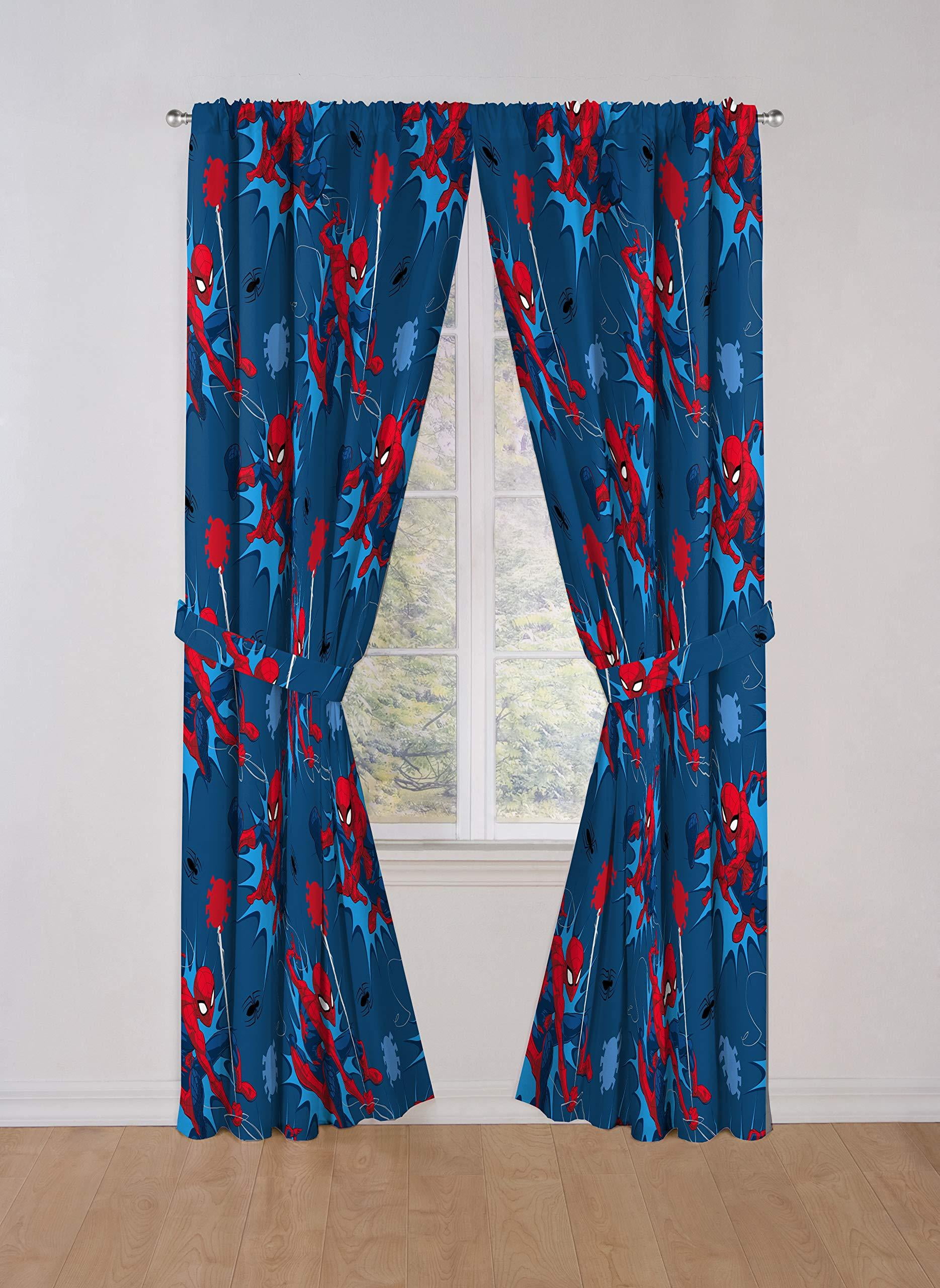 Marvel Spiderman Spidey Daze 2 Panels Drapes Set - 84 Inch Long - Superhero Kids Room Accessories