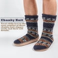 thumbnail image 7 of Cozylook Men's Fuzzy Non-slip Slipper Socks, Cable Knit Moccasin Boots, Warm Fluffy Sherpa Lined Indoor House Shoes, Cozy Winter Gifts for Him, Navy Adult Size 12-13, 7 of 7