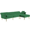 thumbnail image 5 of SYNGAR Modern Velvet Sectional Sofa Couch with Movable Ottoman, Convertible Daybed with 3 Adjustable Positions, Couches and Sofas, L-Shape Couch Sleeper Sofa for Living Room, Green, 5 of 11