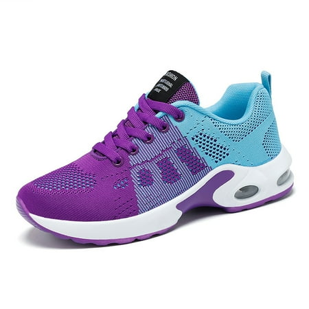 

HZEWLS Unisex Casual Loafers Breathable Lace-up Flats Running Shoes Outdoor Accessories (Blue Purple 7)