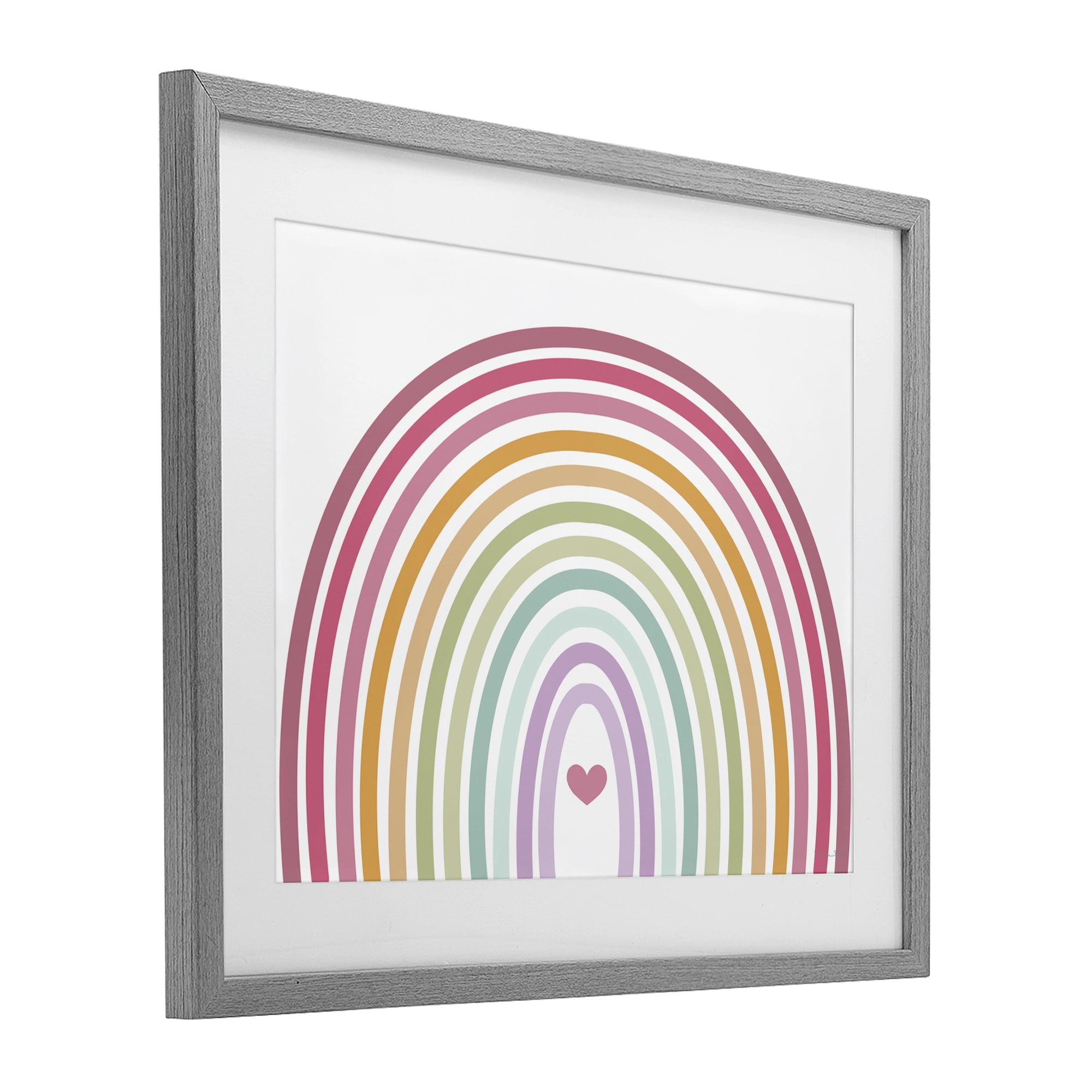 Stupell Industries Rainbow Love & Heart Gray Framed Print Under Glass, design by Susan Ball