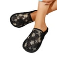 thumbnail image 6 of Women’s Floral Lace Embroidery Open Toe House Slippers, Breathable Mesh Slip On Indoor Bedroom Slippers Non Slip Soft Sole Casual Home Shoes for Ladies,Black 43, 6 of 6