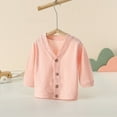 thumbnail image 2 of GigrtiJin Newborn Infant Baby Cardigan Cotton Shirt Solid Color Long Sleeve Button Blouse Breathable Comfy Tops 1-24 Months, 2 of 3