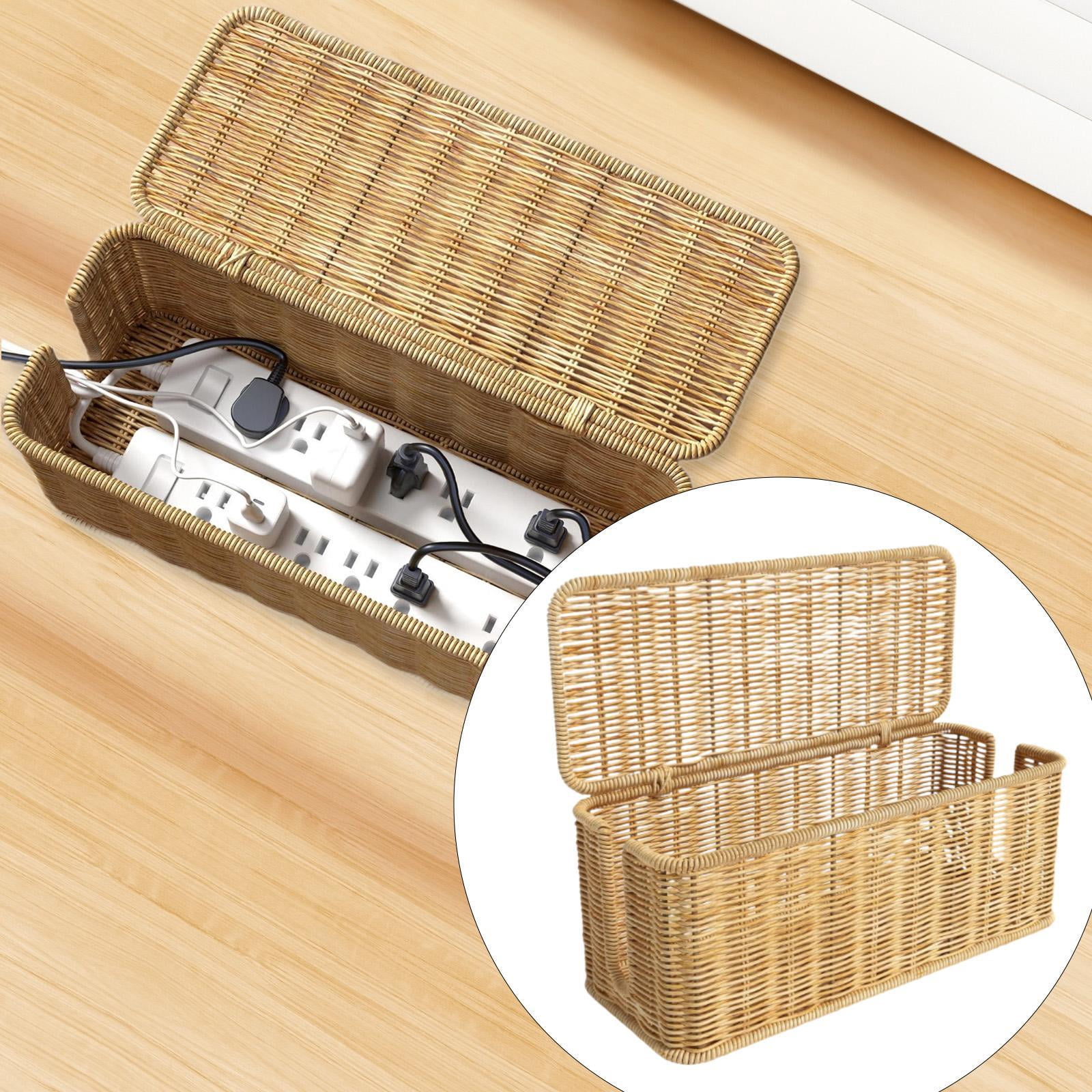 TISHITA Cable Management Box Cable Organizer 2 Open Slots Cords Hider Box Storage Box for Tabletop Office Home under Strip