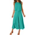thumbnail image 1 of Roylamp Women's Summer 2 Piece Outfits Round Neck Crop Basic Top Cropped Wide Leg Pants Set Jumpsuits High quality, 1 of 5