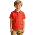 thumbnail image 3 of XUNKUSGA 3-Pack School Uniform Soft Cotton 2-Button Short Sleeve Collar Athletic Golf Shirt Classic Solid Color Stretch School Uniform Shirt for Kids,14 Years, 3 of 9