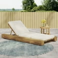 thumbnail image 2 of GDF Studio Outdoor Adjustable Acacia Wood Chaise Lounge with Cream Cushion, 2 of 6
