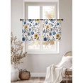 thumbnail image 2 of Yellow Blue Floral Sheer Curtains 45 inches Long 2 Panels Set Vintage Leaf Tiers Sheers Rod Pocket Small Window Short Curtains for Kitchen Cafe, Each 52" W x 45" L, 2 of 7