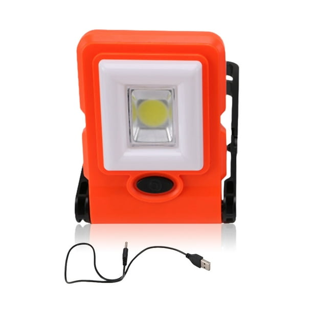 COB LED Luz de trabajo Plegable con gancho USB Linterna recargable Luces de inspección potente Herramienta de iluminación para pescar naranja Vogacara OD011044-03B