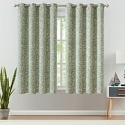 Curtainking Blackout Curtains for Bedroom Thermal Curtains Floral Patterned Living Room Vintage Country Curtain 84 inch Long 2 Panels Green on Beige