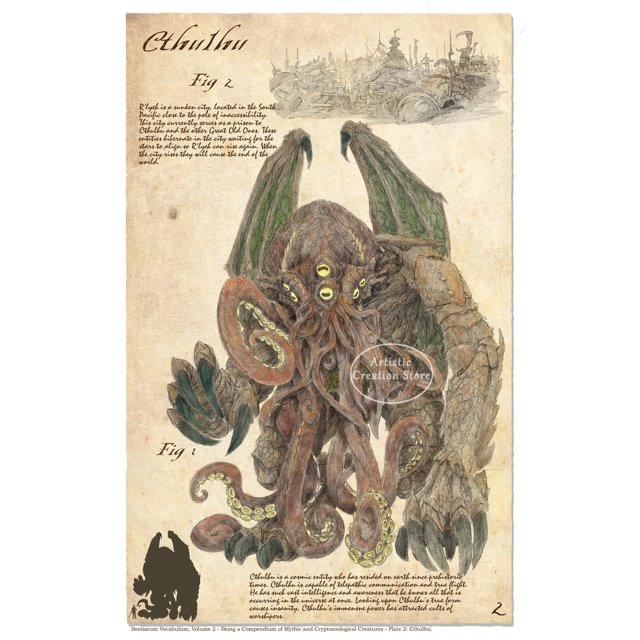 Cryptids póster de Folklore Cthulhu, Mothman, lukpus, Jersey, Devil, Wendigo, impresión naturalista, lienzo, arte de pared, pintura, decoración del hogar