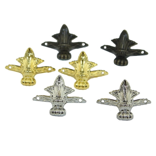 Pie de esquina de aleación de imitación de plata y oro de tamaño pequeño, protección para muebles, pie de decoración, caja de madera, pie de soporte de cuatro lados