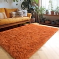 thumbnail image 3 of Burnt Orange Area Rugs for Living Room Bedroom, Fluffy Shaggy Fuzzy Thick Shag Rug 5x7 for Kids Room Decor, Modern Cute Plush Furry Dark Orange Carpet for Nursery Dorm Classroom Playroom, 3 of 7