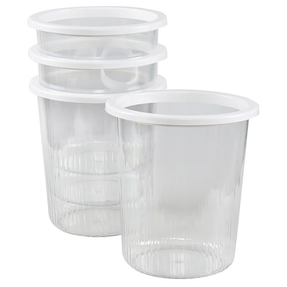 4 Pack 2.5 Gallon Clear Plastic Round Trash Can, Clear Small Waste Basket