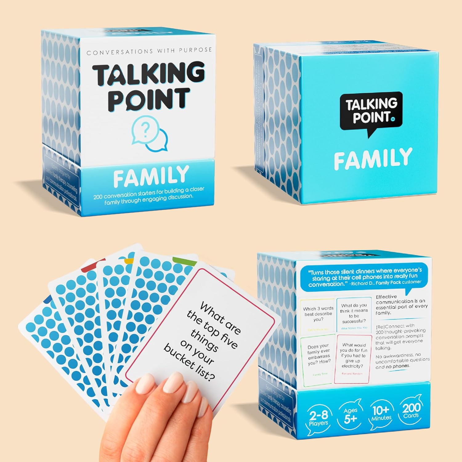 Talking Point 200 Family Conversation Cards - Put Down The Phones & Connect with Family - Get to Know Each Other Better with Meaningful Talk