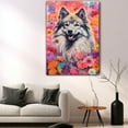 thumbnail image 5 of Thuan Keeshond Dog Flower Art Print Canvas, Wall art Painting Decor, Puppy Pop Art Home Decor Artwork For Bedroom Living Room Bathroom Decor, Puppies Colorful Photo, 5 of 6