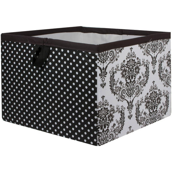 Bacati - Large Storage Tote Classic Damask  Black/Grey/White Neutral