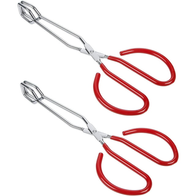 Pince de Cuisson Robuste en Acier Inoxydable avec Poignées Souples (2, Rouge 10" + 10")
