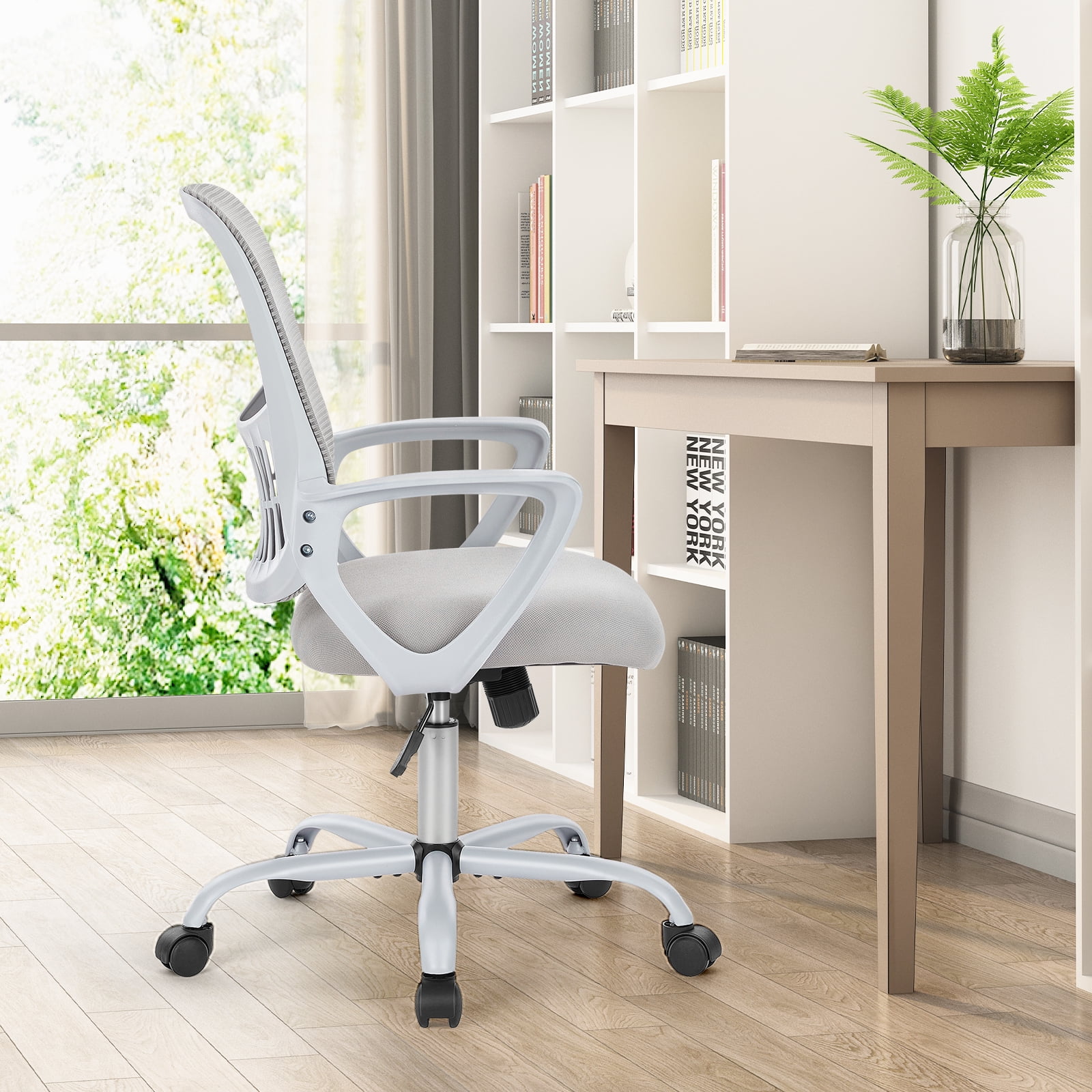 GIANNA Office Chair, Ergonomic Home Mesh Office Desk Chairs, with Armrests, Wheels and Mid-Back Task Chair with Lumbar Support，Gray