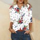 thumbnail image 2 of Gibobby Blusas Para Mujer Elegantes Blusa de manga cuartos con cuello redondo y botones estampados de lunares florales a la informal para mujer（Blanco， XXL), 2 of 5