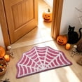 thumbnail image 4 of Yhmxh Halloween Spider Web Bathroom Rug, 15.75×23.62 Inch Web Shaped Bath Mat, Soft Absorbent Non‑Slip Plush Floor Mat, Spooky Decorative Rug for Bathroom Bedroom Halloween Home Decoration, 4 of 6