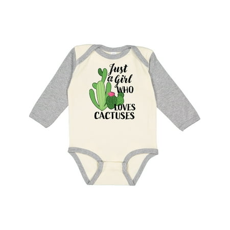 

Inktastic Just a Girl Who Loves Cactuses Gift Baby Girl Long Sleeve Bodysuit