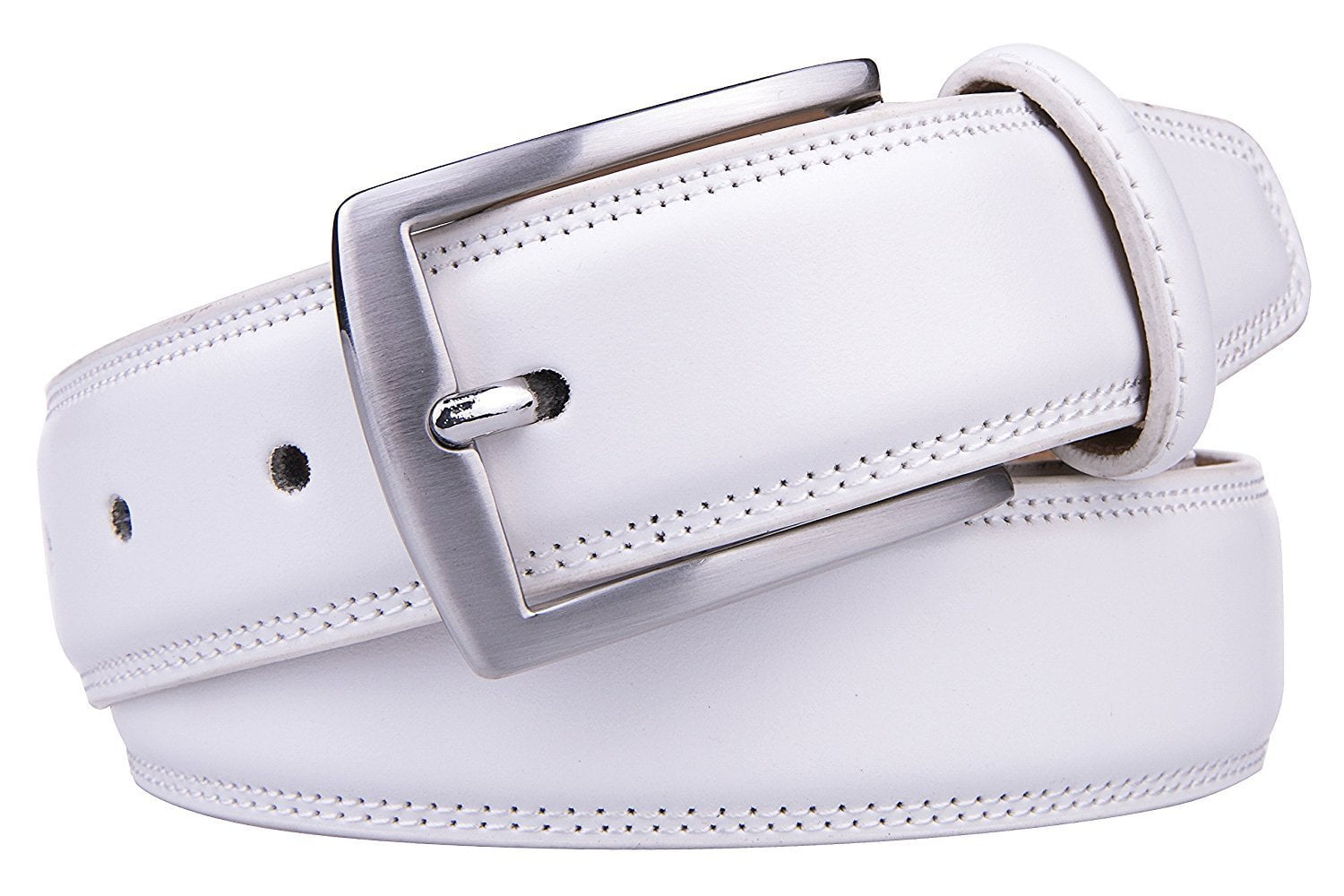 Men's Belt, Genuine Leather Dress Belts for Men - Classic & Fashion Design for Work Business and Casual (White, 36in)