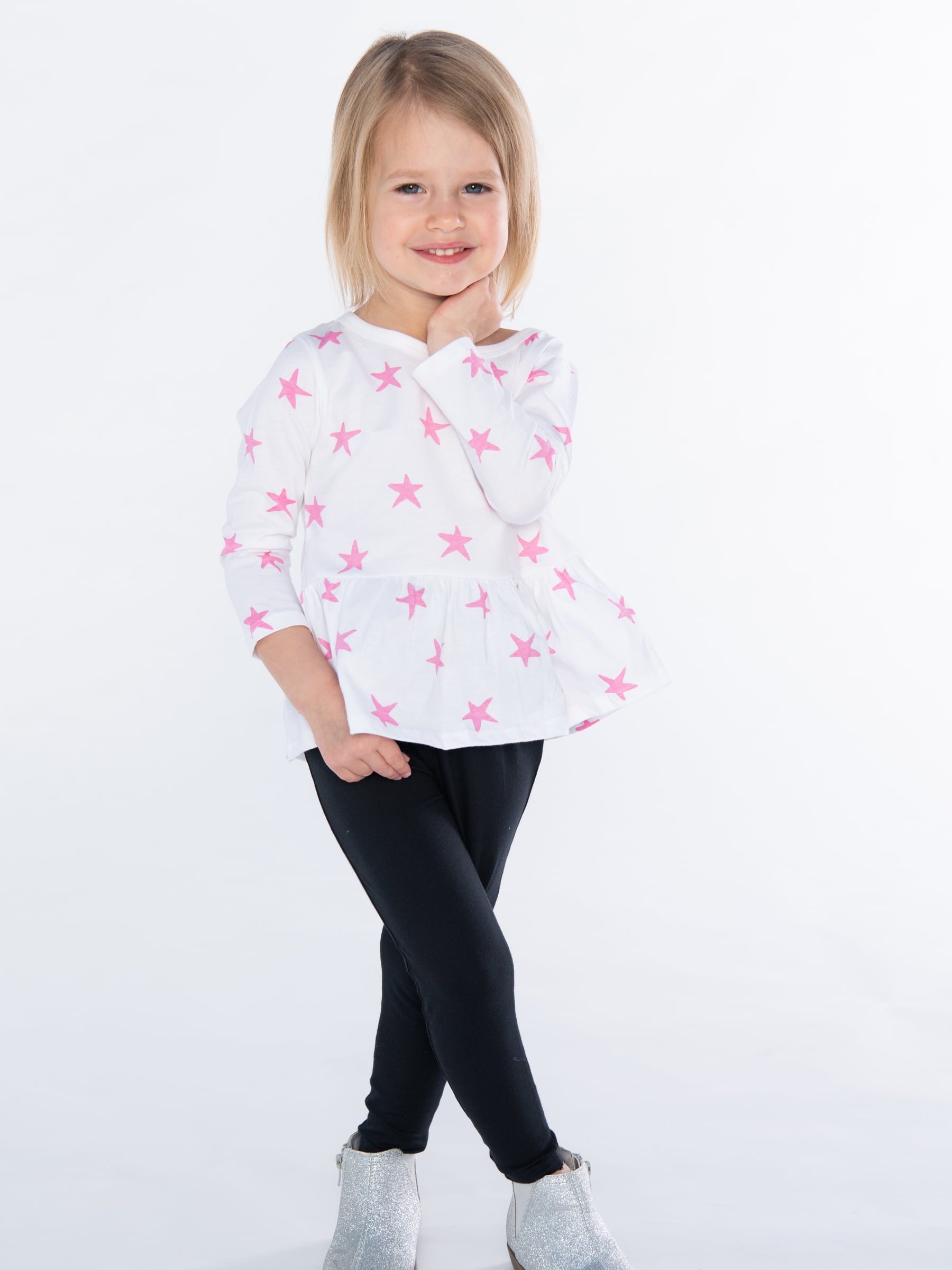 Little Star Organic Toddler Girl 3Pk Leggings, Size 12M-5T