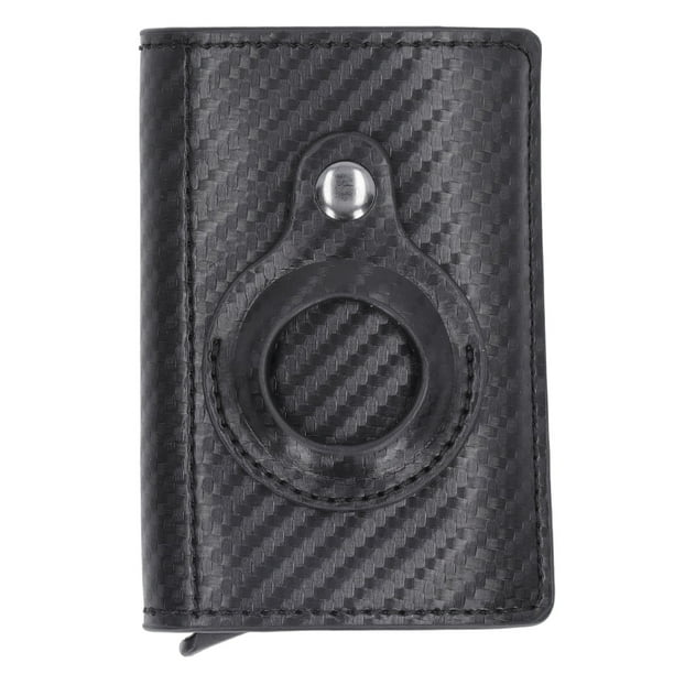 Cartera con tarjetero antipérdida de aleación de aluminio, antirrobo, RFID, para localizador iOS, color negro carbón