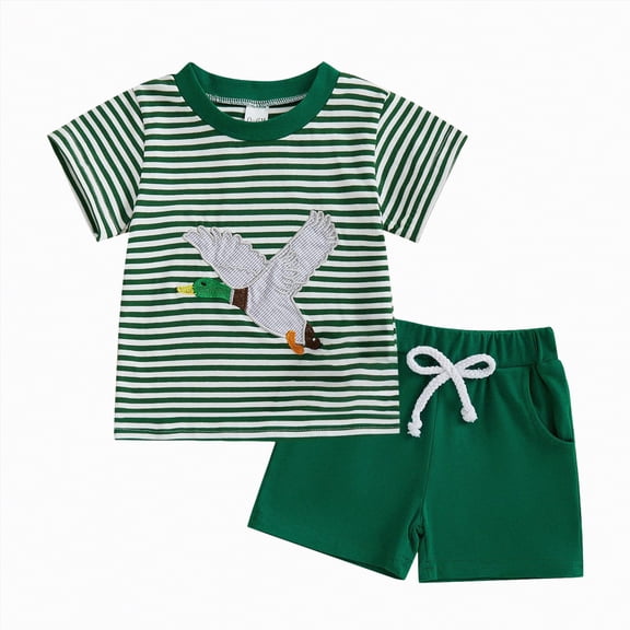 Boy Baby Clothes Toddler Summer Shorts Set Kids Unisex Spring Striped Print Short Sleeved Sports 6 12 18 24Months 2T 3T Boys' Clothing Sets T-Shirt Pant 2Pcs/Set 2-Piece