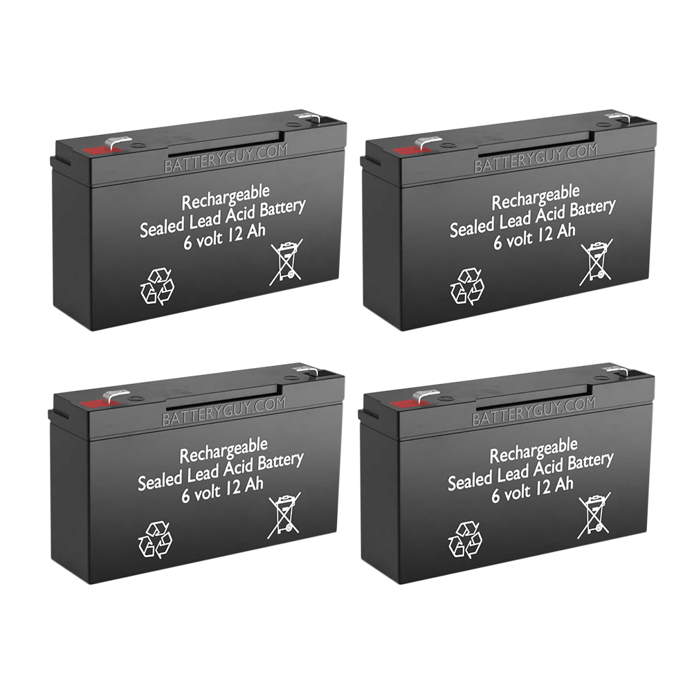 BatteryGuy 6v 12Ah rechargeable, High Rate Sealed Lead Acid battery Set of Four