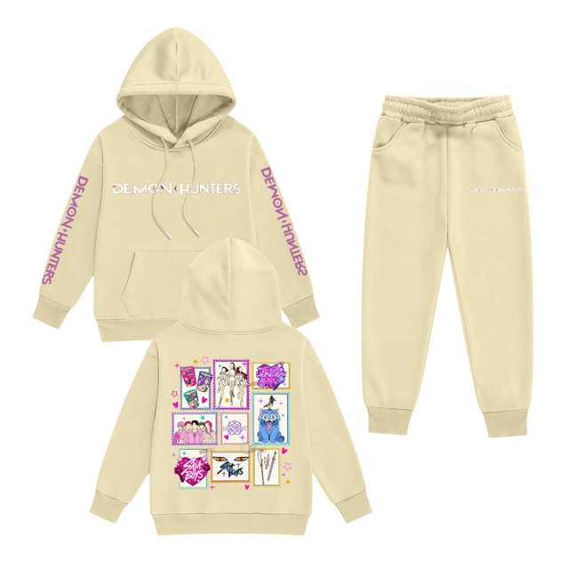 Pop cazadora para niña Hooded Sweatshirt Set,Soft Streetwear Pullover,Cute Long Sleeve Hoodie for Fall Winter (Beige)