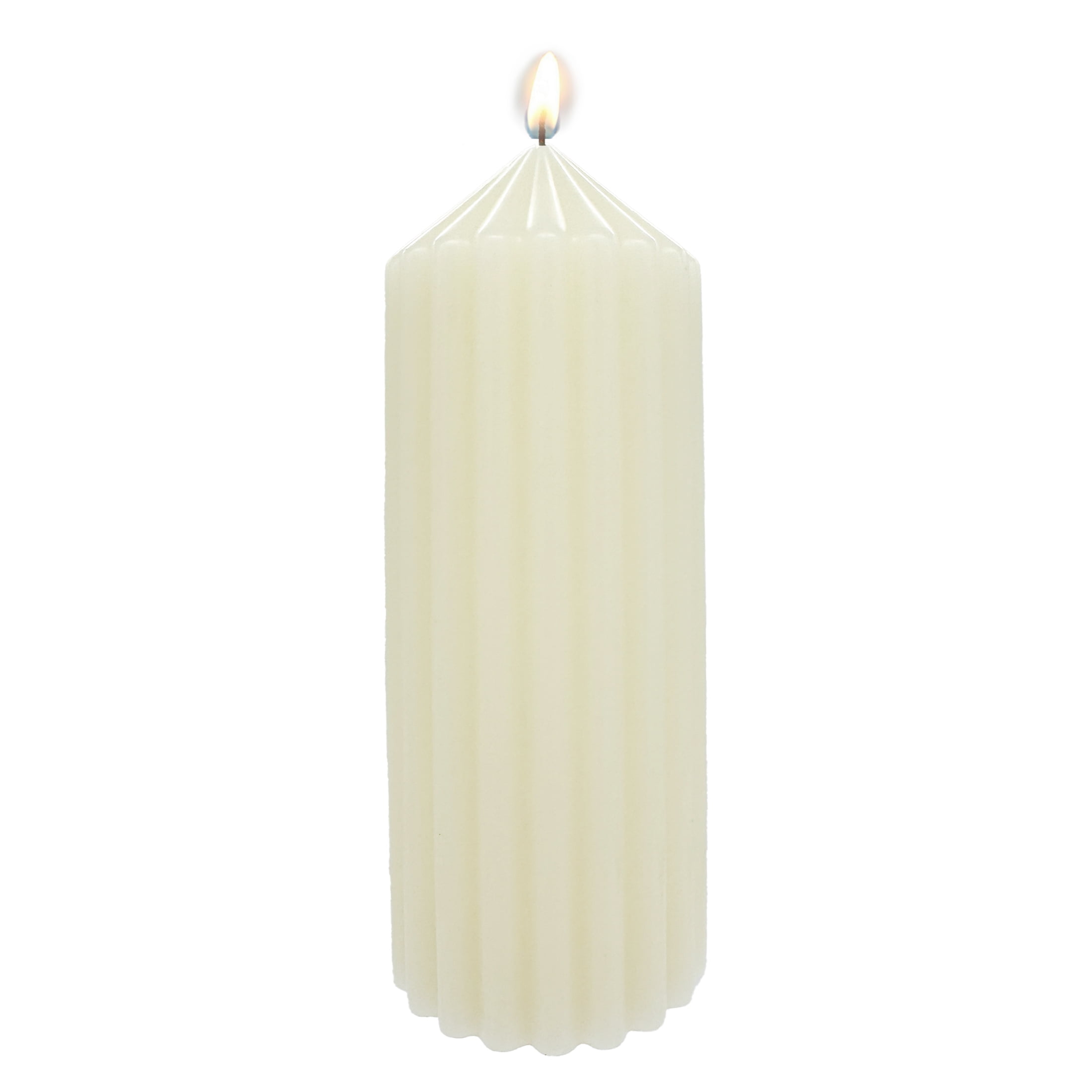 Mainstays Unscented Ribbed Pillar Candle, 2.9 x 7.4-in, Ivory