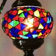 thumbnail image 3 of Silver Fever Handcrafted Mosaic Turkish Lamp Moroccan Glass Table Desk Bedside Light Bronze Base with E12 Bulb Blue Ornament, 3 of 11