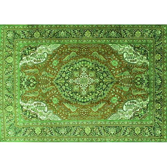 Ahgly Company Indoor Rectangle Persian Green Traditional Area Rugs, 7' x 9'