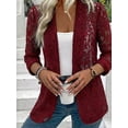 thumbnail image 2 of Fancyglim Lace Cardigan for Women Open Front Long Sleeve Sheer Lace Floral Crochet Summer Shrug Bolero Cover Up Burgundy XL, 2 of 7