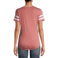 thumbnail image 4 of No Boundaries Juniors' Varsity Stripe V-Neck Pocket T-Shirt, 4 of 11