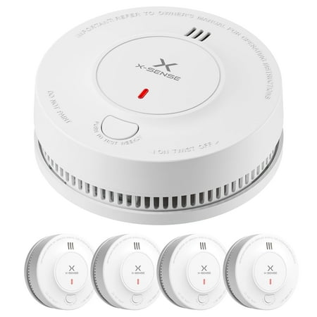 X-Sense Smoke Alarm, 10-Year Battery Fire Alarm Smoke Detector with LED Indicator & Silence Button, SD2J0AX, 5-Pack