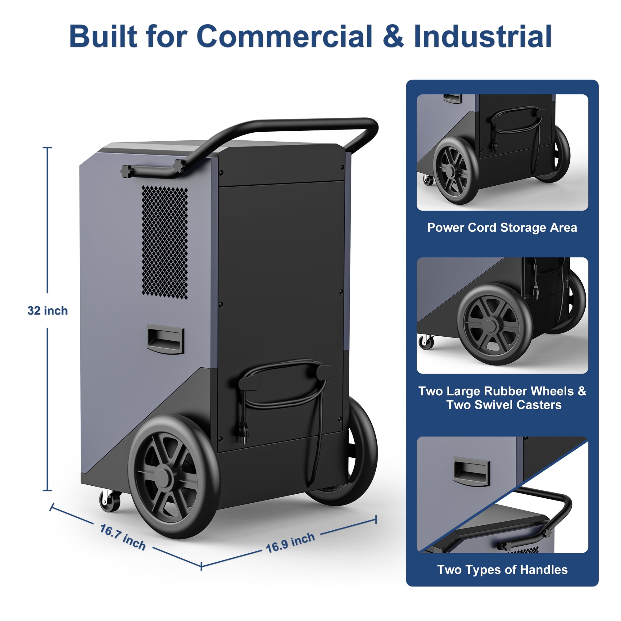 AVAHUM 320 Pints Commercial Dehumidifier with Pump for 2,150 sq. ft, Industrial Dehumidifier for Basements and Warehouses