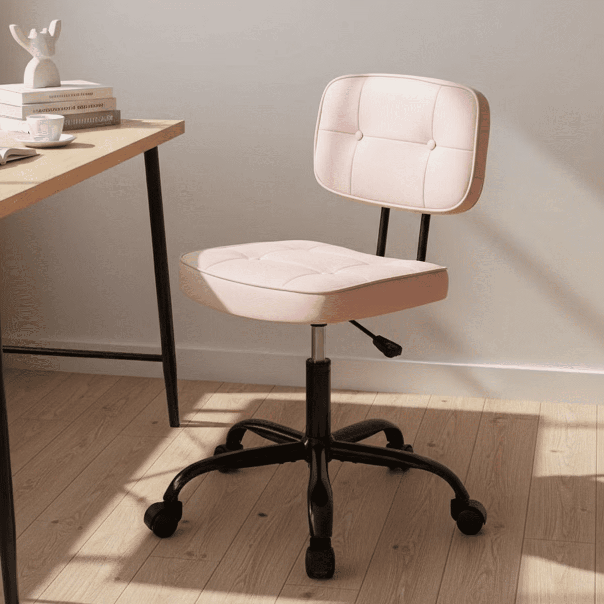 ergonomic armless pu leather office product