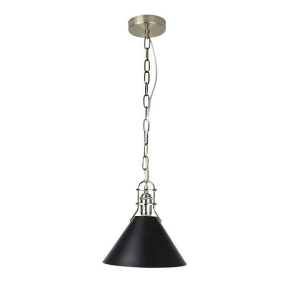 EQLight EQPBBC10 10 x 10 in. Zulia 1-Light Black & Brass Cone Pendant